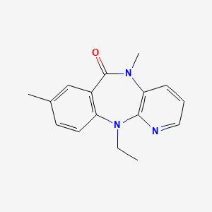 molecular formula C16H17N3O B12805549 8,N5-Dimethyl-N11-ethyl-5,11-dihydro-6H-pyrido(2,3-b)(1,4)benzodiazepin-6-one CAS No. 132932-27-5