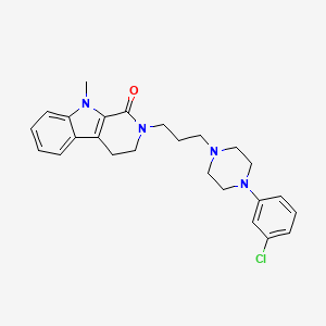 molecular formula C25H29ClN4O B12805652 1H-Pyrido(3,4-b)indol-1-one, 2,3,4,9-tetrahydro-2-(3-(4-(3-chlorophenyl)-1-piperazinyl)propyl)-9-methyl- CAS No. 142944-43-2