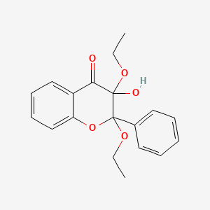 molecular formula C19H20O5 B12805654 2,3-Diethoxy-3-hydroxy-2-phenyl-2,3-dihydro-4H-chromen-4-one CAS No. 70460-61-6