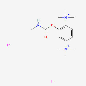 molecular formula C14H25I2N3O2 B12805716 Ammonium, 2-hydroxy-1,4-phenylenebis(trimethyl-, diiodide, methylcarbamate CAS No. 64050-97-1