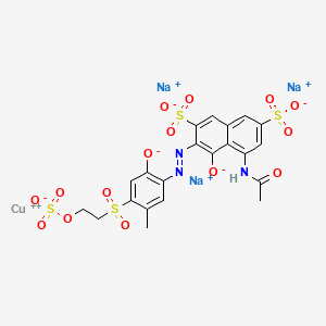 molecular formula C21H16CuN3Na3O15S4 B12805727 Cuprate(3-), (5-(acetylamino)-4-(hydroxy-kappaO)-3-((2-(hydroxy-kappaO)-5-methyl-4-((2-(sulfooxy)ethyl)sulfonyl)phenyl)azo-kappaN1)-2,7-naphthalenedisulfonato(5-))-, trisodium CAS No. 84082-95-1