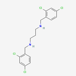 molecular formula C17H18Cl4N2 B12805792 N(1),N(3)-Bis(2,4-dichlorobenzyl)-1,3-propanediamine CAS No. 93408-35-6