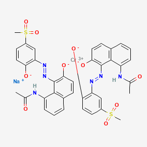 molecular formula C38H30CrN6O10S2.Na<br>C38H30CrN6NaO10S2 B12805809 Chromate(1-), bis(N-(7-(hydroxy-kappaO)-8-((2-(hydroxy-kappaO)-5-(methylsulfonyl)phenyl)azo-kappaN1)-1-naphthalenyl)acetamidato(2-))-, sodium CAS No. 83562-94-1