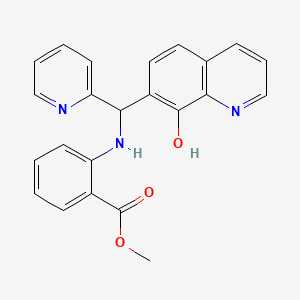 molecular formula C23H19N3O3 B12805826 Methyl 2-(((8-hydroxy-7-quinolinyl)(2-pyridinyl)methyl)amino)benzoate CAS No. 80003-76-5