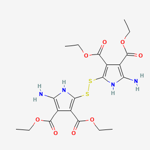 molecular formula C20H26N4O8S2 B12805878 1H-Pyrrole-3,4-dicarboxylic acid, 2,2'-dithiobis(5-amino-, tetraethyl ester CAS No. 38187-04-1