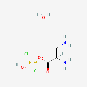 molecular formula C3H10Cl2N2O4Pt B12805996 Dichloro(2,3-diaminopropanoato-N,N')dihydroxyplatinate(1-) hydrogen CAS No. 88475-05-2