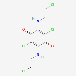 molecular formula C10H10Cl4N2O2 B12806062 2,5-Dichloro-3,6-bis(2-chloroethylamino)cyclohexa-2,5-diene-1,4-dione CAS No. 20765-06-4