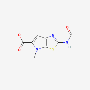 molecular formula C10H11N3O3S B12806066 Methyl 2-(acetylamino)-4-methyl-4H-pyrrolo(3,2-d)(1,3)thiazole-5-carboxylate CAS No. 72083-48-8