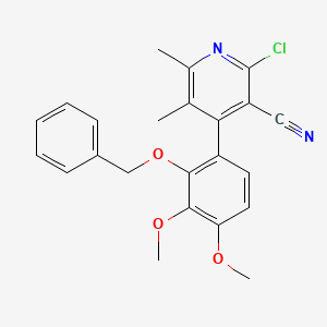 molecular formula C23H21ClN2O3 B12806079 4-(2-(Benzyloxy)-3,4-dimethoxyphenyl)-2-chloro-5,6-dimethylnicotinonitrile CAS No. 61948-30-9