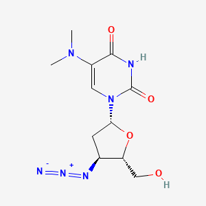 molecular formula C11H16N6O4 B12806150 Uridine, 3'-azido-2',3'-dideoxy-5-(dimethylamino)- CAS No. 111495-89-7