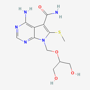 7H-Pyrrolo(2,3-d)pyrimidine-5-carboxamide, 4-amino-7-((2-hydroxy-1-(hydroxymethyl)ethoxy)methyl)-6-(methylthio)-