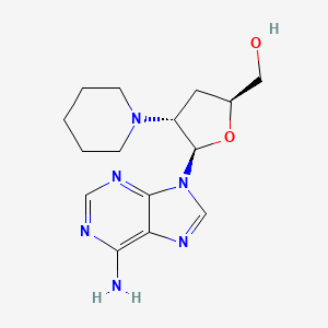 molecular formula C15H22N6O2 B12806191 Adenosine, 2',3'-dideoxy-2'-(1-piperidinyl)- CAS No. 134934-51-3