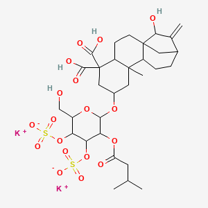 Dipotassium;[2-[(5,5-dicarboxy-15-hydroxy-9-methyl-14-methylidene-7-tetracyclo[11.2.1.01,10.04,9]hexadecanyl)oxy]-6-(hydroxymethyl)-3-(3-methylbutanoyloxy)-5-sulfonatooxyoxan-4-yl] sulfate