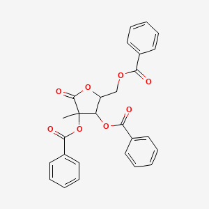 molecular formula C27H22O8 B12806240 (3,4-Dibenzoyloxy-4-methyl-5-oxooxolan-2-yl)methyl benzoate 