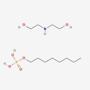 molecular formula C12H30NO6P B12806250 Phosphoric acid, octyl ester, diethanolamine salt CAS No. 59707-20-9