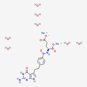 molecular formula C20H33N5Na2O13 B12806310 disodium;(2S)-2-[[4-[2-(2-amino-4-oxo-3,7-dihydropyrrolo[2,3-d]pyrimidin-5-yl)ethyl]benzoyl]amino]pentanedioate;heptahydrate 