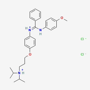 molecular formula C29H39Cl2N3O2 B12806423 Benzamidine, N-(p-(3-(diisopropylamino)propoxy)phenyl)-N'-(p-methoxyphenyl)-, dihydrochloride CAS No. 80785-10-0