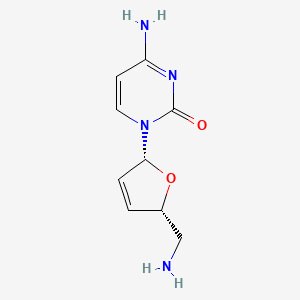 molecular formula C9H12N4O2 B12806490 Cytidine, 5'-amino-2',3'-didehydro-2',3',5'-trideoxy- CAS No. 62748-91-8