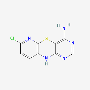 molecular formula C9H6ClN5S B12806555 10H-Pyrido(2,3-b)pyrimido(4,5-e)(1,4)thiazin-4-amine, 7-chloro- CAS No. 63931-16-8