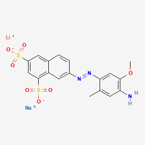 molecular formula C18H15LiN3NaO7S2 B12806580 7-((4-Amino-5-methoxy-o-tolyl)azo)naphthalene-1,3-disulphonic acid, lithium sodium salt CAS No. 75198-79-7