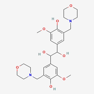 molecular formula C26H36N2O8 B12806585 1,2-Bis(4-hydroxy-3-methoxy-5-(4-morpholinylmethyl)phenyl)-1,2-ethanediol CAS No. 6945-28-4