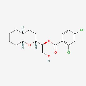 molecular formula C18H22Cl2O4 B12806655 Benzoic acid, 2,4-dichloro-, 2-hydroxy-1-(octahydro-2H-1-benzopyran-2-yl)ethyl ester, (2alpha(S*),4aalpha,8abeta)- CAS No. 101859-05-6