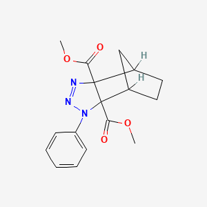 molecular formula C17H19N3O4 B12806669 4,7-Methano-1H-1,2,3-benzotriazole-3a,7a-dicarboxylic acid, 4,5,6,7-tetrahydro-1-phenyl-, dimethyl ester CAS No. 56382-90-2