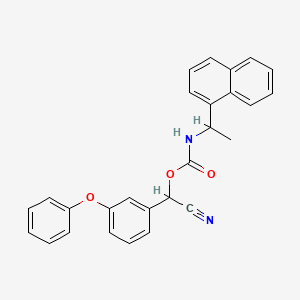 molecular formula C27H22N2O3 B12806681 Carbamic acid, (1-(1-naphthalenyl)ethyl)-, cyano(3-phenoxyphenyl)methyl ester CAS No. 78445-38-2