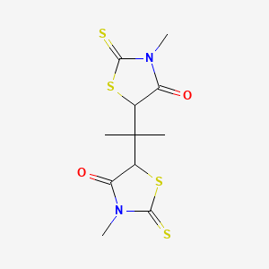 molecular formula C11H14N2O2S4 B12806777 4-Thiazolidinone, 5,5'-(1-methylethylidene)bis(3-methyl-2-thioxo- CAS No. 6630-61-1