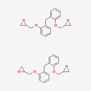 molecular formula C38H40O8 B12806830 Oxirane, 2,2'-(methylenebis(2,1-phenyleneoxymethylene))bis-, dimer CAS No. 91384-79-1