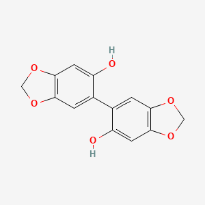 molecular formula C14H10O6 B12806878 (5,5'-Bibenzo(D)(1,3)dioxole)-6,6'-diol CAS No. 69276-88-6