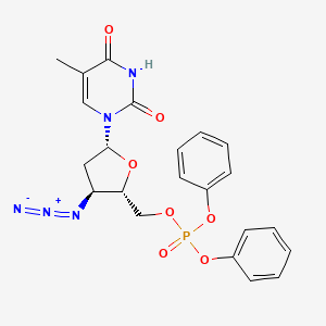 molecular formula C22H22N5O7P B12806892 5'-Thymidylic acid, 3'-azido-3'-deoxy-, diphenyl ester CAS No. 142629-85-4