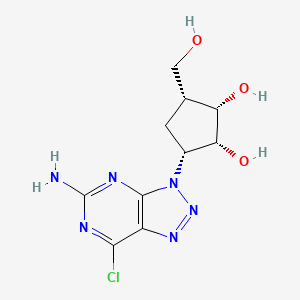 molecular formula C10H13ClN6O3 B12806925 1,2-Cyclopentanediol, 3-(5-amino-7-chloro-3H-1,2,3-triazolo(4,5-d)pyrimidin-3-yl)-5-(hydroxymethyl)-, (1alpha,2alpha,3alpha,5alpha)-, (+-)- CAS No. 125073-28-1