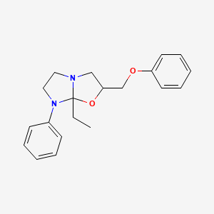 molecular formula C20H24N2O2 B12806956 7a-Ethyl-2-(phenoxymethyl)-7-phenylhexahydroimidazo(2,1-b)(1,3)oxazole CAS No. 14339-43-6