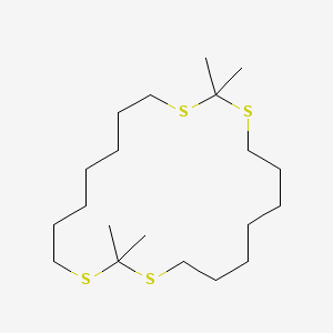 molecular formula C20H40S4 B12806961 2,2,12,12-Tetramethyl-1,3,11,13-tetrathiacycloicosane CAS No. 5650-30-6