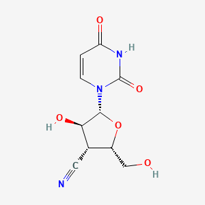 molecular formula C10H11N3O5 B12806984 2,4(1H,3H)-Pyrimidinedione, 1-(3-cyano-3-deoxy-b-D-xylofuranosyl)- CAS No. 121123-89-5