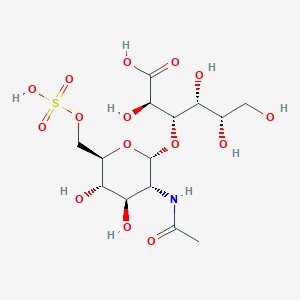 molecular formula C14H25NO15S B012807 (2R,3S,4R,5S)-3-[(2R,3R,4R,5S,6R)-3-acetamido-4,5-dihydroxy-6-(sulfooxymethyl)oxan-2-yl]oxy-2,4,5,6-tetrahydroxyhexanoic acid CAS No. 110685-78-4