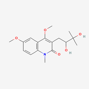 molecular formula C17H23NO5 B12807101 3-(2,3-Dihydroxy-3-methylbutyl)-4,6-dimethoxy-1-methyl-2(1H)-quinolinone CAS No. 5911-88-6