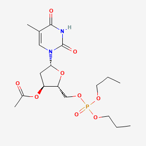 molecular formula C18H29N2O9P B12807122 5'-Thymidylic acid, dipropyl ester, 3'-acetate CAS No. 130753-01-4