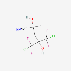 molecular formula C7H7Cl2F4NO2 B12807143 Valeronitrile, 5-chloro-4-(chlorodifluoromethyl)-5,5-difluoro-2,4-dihydroxy-2-methyl- CAS No. 102612-65-7