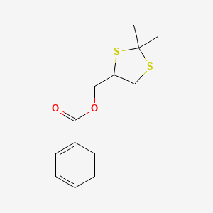 molecular formula C13H16O2S2 B12807193 (2,2-Dimethyl-1,3-dithiolan-4-yl)methyl benzoate CAS No. 6948-47-6