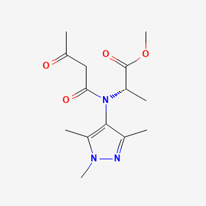 molecular formula C14H21N3O4 B12807268 Methyl (2S)-2-(3-oxobutanoyl-(1,3,5-trimethylpyrazol-4-yl)amino)propanoate CAS No. 98166-01-9