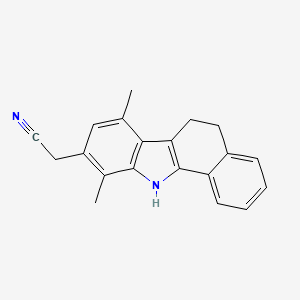 molecular formula C20H18N2 B12807373 (7,10-Dimethyl-6,11-dihydro-5H-benzo(a)carbazol-9-yl)acetonitrile CAS No. 57412-00-7