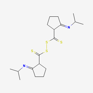 molecular formula C18H28N2S4 B12807391 Bis((2E)-2-(isopropylimino)cyclopentyl)dithioperoxyanhydride CAS No. 61656-27-7