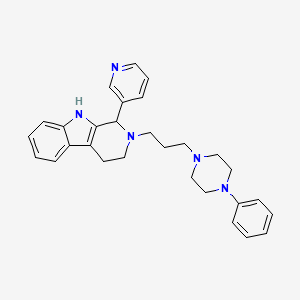 molecular formula C29H33N5 B12807392 1H-Pyrido(3,4-b)indole, 2,3,4,9-tetrahydro-2-(3-(4-phenyl-1-piperazinyl)propyl)-1-(3-pyridinyl)- CAS No. 119464-26-5