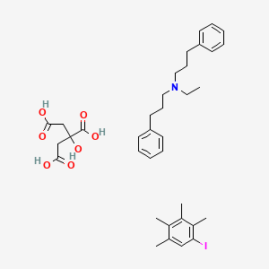 N-ethyl-3-phenyl-N-(3-phenylpropyl)propan-1-amine;2-hydroxypropane-1,2,3-tricarboxylic acid;1-iodo-2,3,4,5-tetramethylbenzene