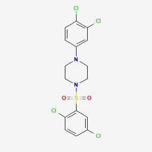 molecular formula C16H14Cl4N2O2S B12807424 Piperazine, 1-(3,4-dichlorophenyl)-4-((2,5-dichlorophenyl)sulfonyl)- CAS No. 197166-39-5