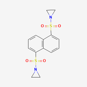 molecular formula C14H14N2O4S2 B12807480 Aziridine, 1,1'-(1,5-naphthalenediylbis(sulfonyl))bis- CAS No. 64398-51-2