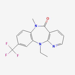 molecular formula C16H14F3N3O B12807533 N11-Ethyl-N6-methyl-9-trifluoromethyl-6,11-dihydro-5H-pyrido(2,3-b)(1,5)benzodiazepin-5-one CAS No. 133626-73-0