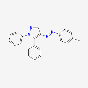 molecular formula C22H18N4 B12807655 1,5-Diphenyl-4-((4-methylphenyl)azo)-1H-pyrazole CAS No. 40640-33-3